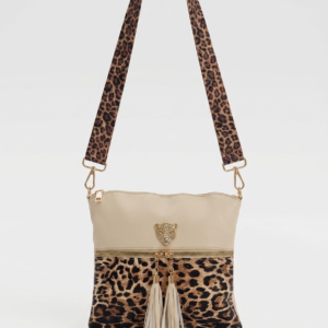 New Leopard Print Crossbody Bag with Tassels Purse Shoulder